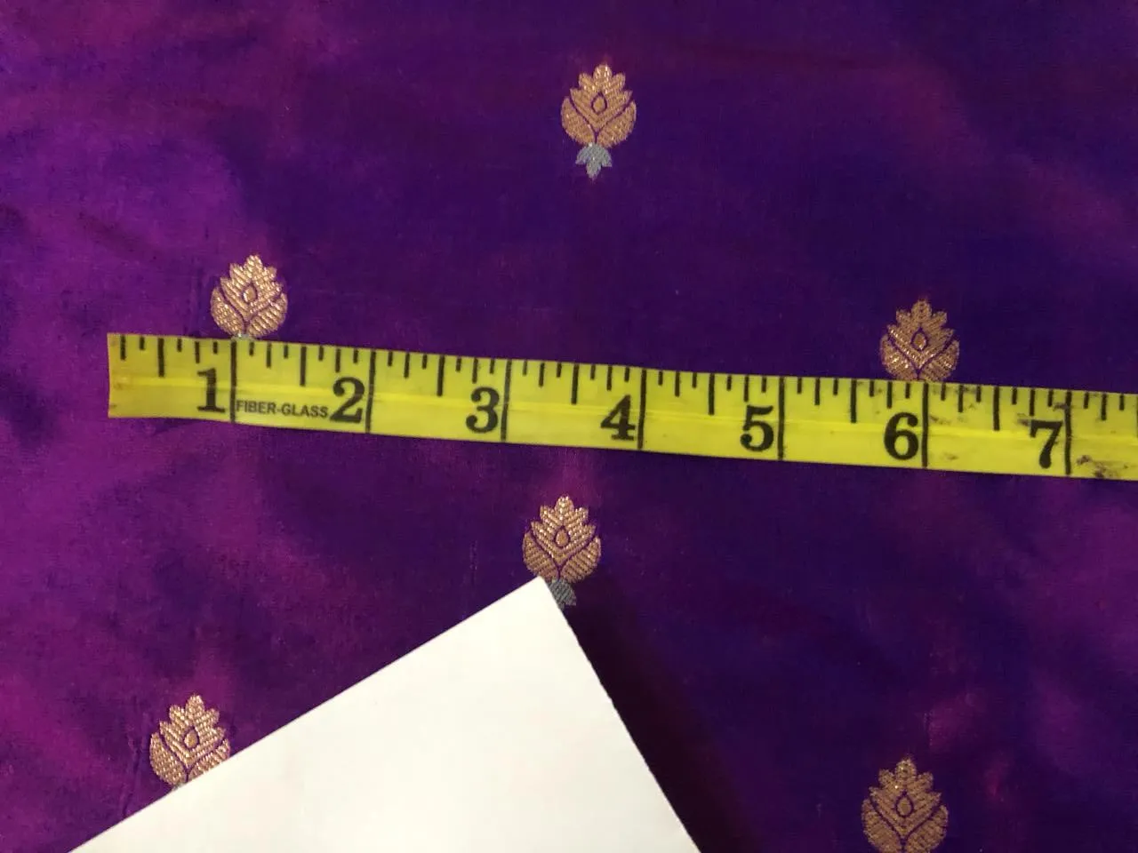 100% PURE Silk Brocade fabric 44" wide pink x purple 2 tone with small metallic gold ,silver motifs BRO914[4]