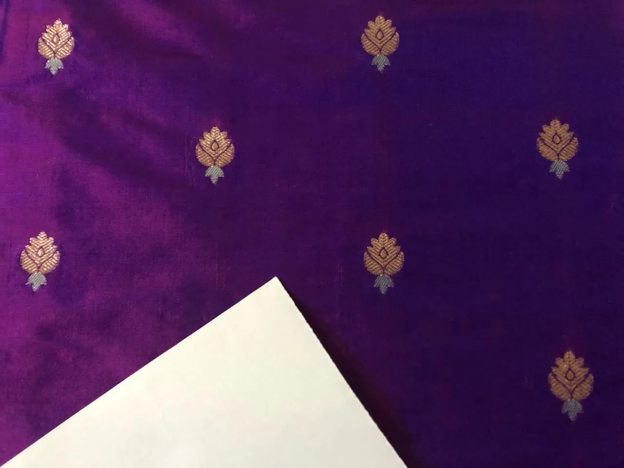 100% PURE Silk Brocade fabric 44" wide pink x purple 2 tone with small metallic gold ,silver motifs BRO914[4]