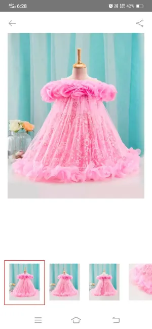 1st Birthday BLUE BELL Floor Length Pink Ccolour Frok