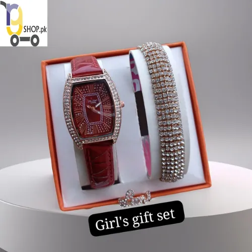 3 in 1 Gift Pack Stone Watch, Braslat & Ring for Women
