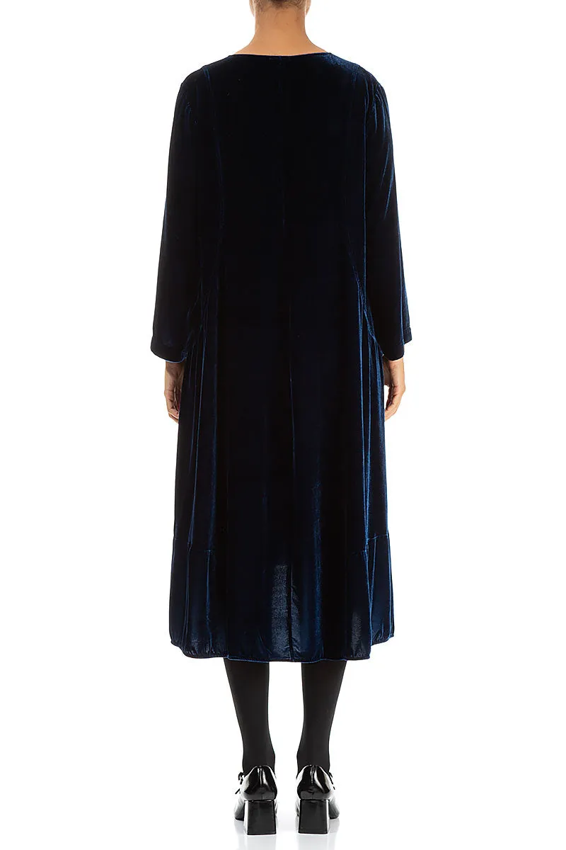 A-Line Azure Silk Velvet Dress