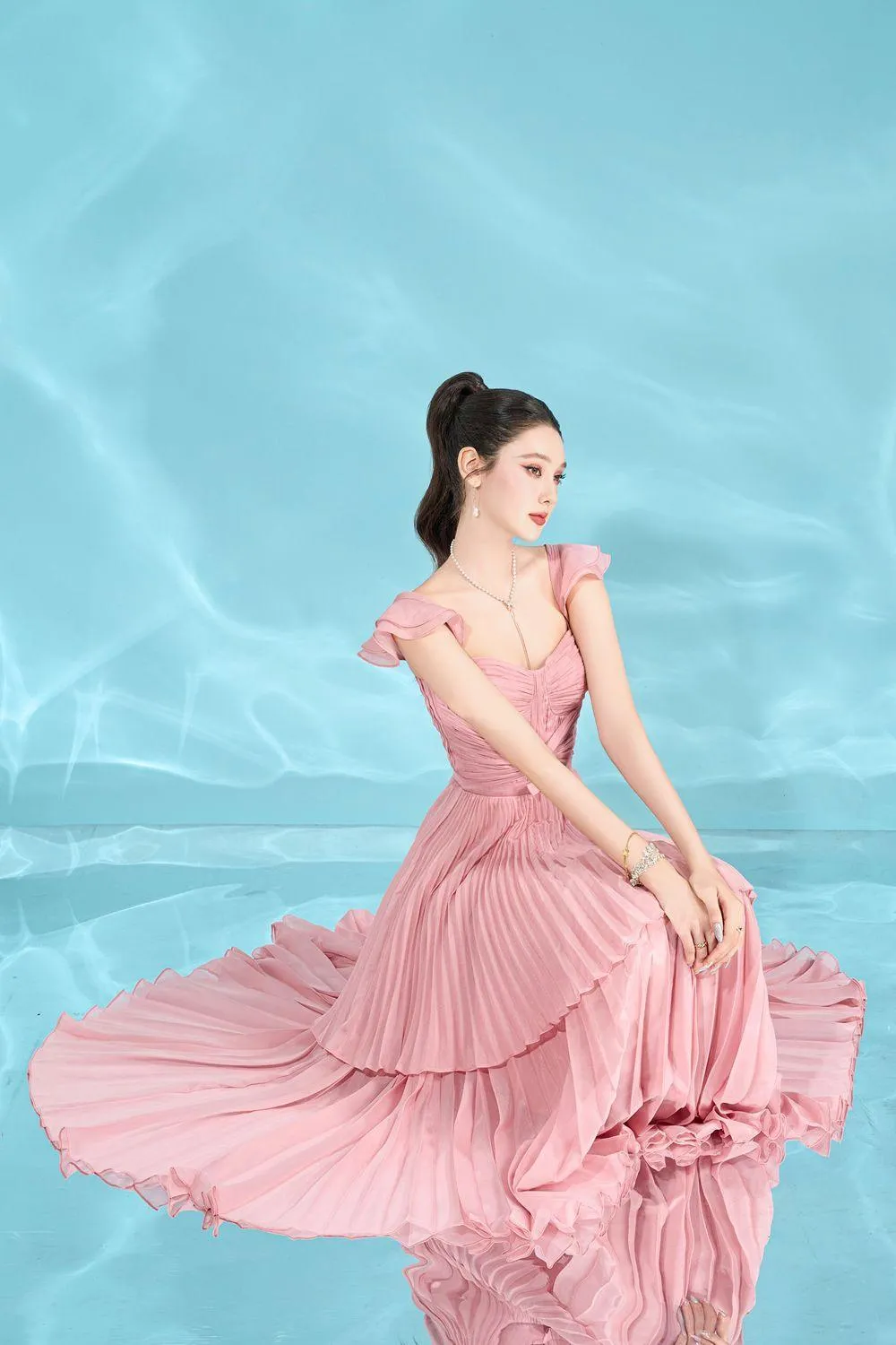 Ballerina A-line Cap Sleeved Silk Ankle Length Dress