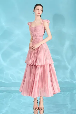 Ballerina A-line Cap Sleeved Silk Ankle Length Dress