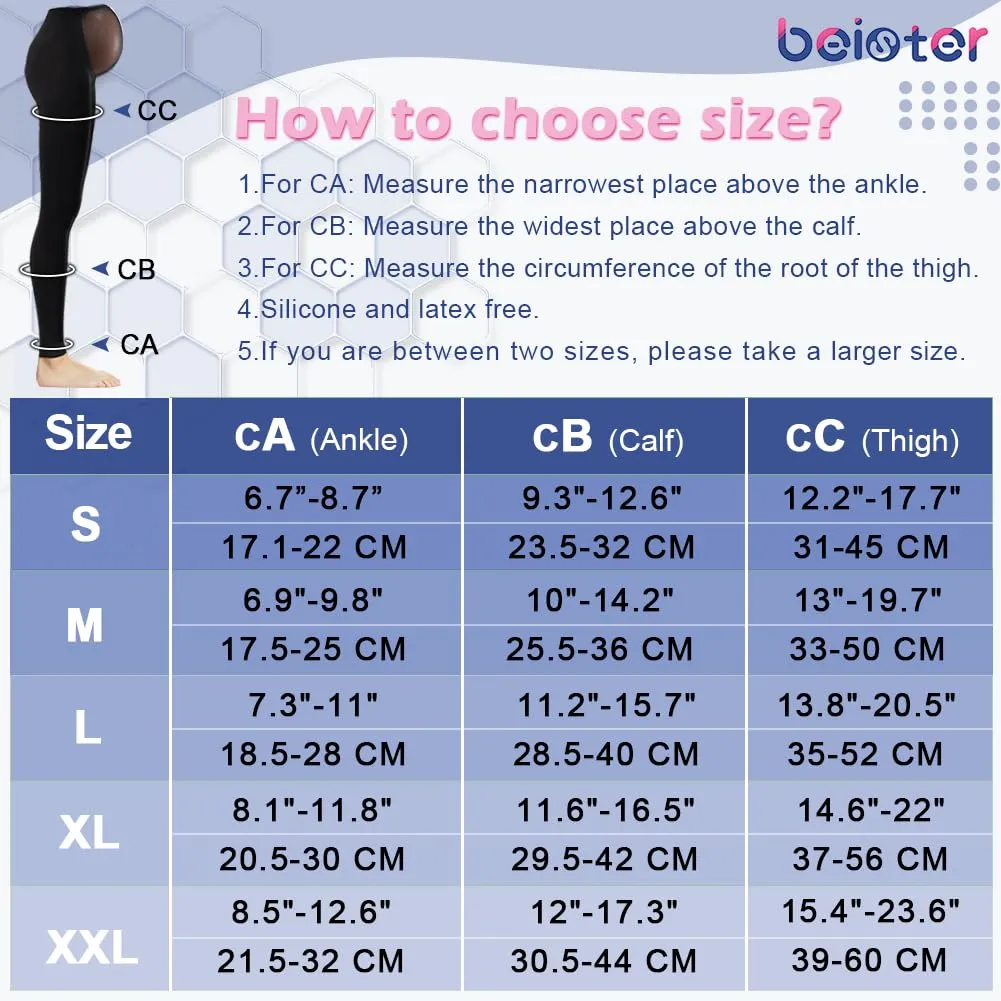 beister Maternity Medical Compression Tights, 20-30mmHg Graduated Support Pregnancy Legging with Button Elastic Band & Abdominal Protection, Footless High Waist Compression Pantyhose for Varicosity Beige Medium