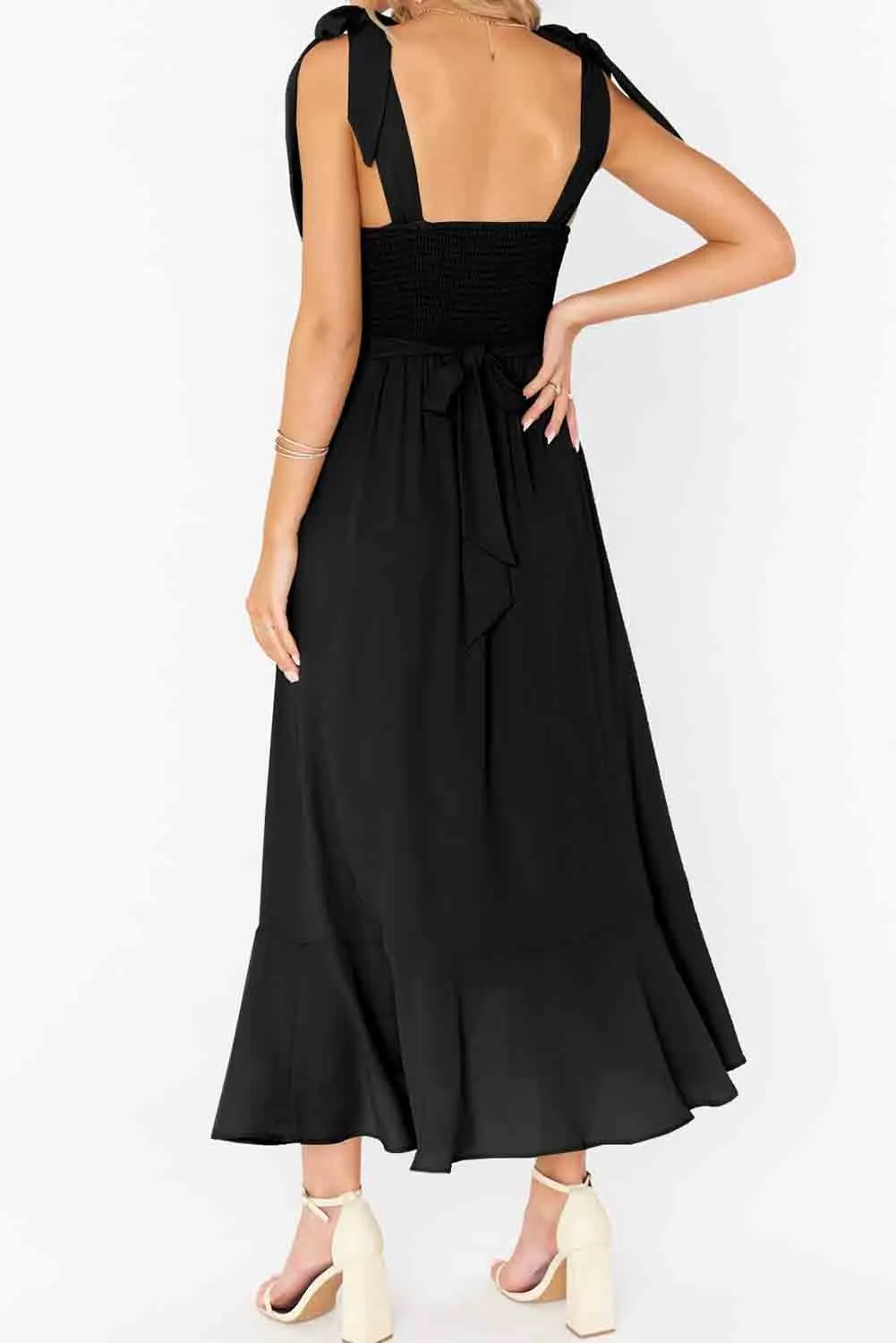 Black Tie Shoulder Maxi Dress