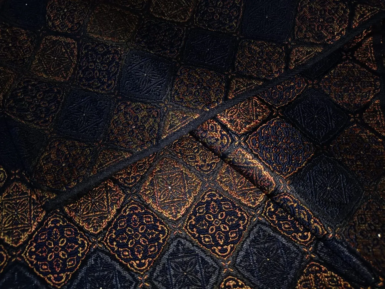 Brocade fabric black and gold color 58" wide BRO892[3]