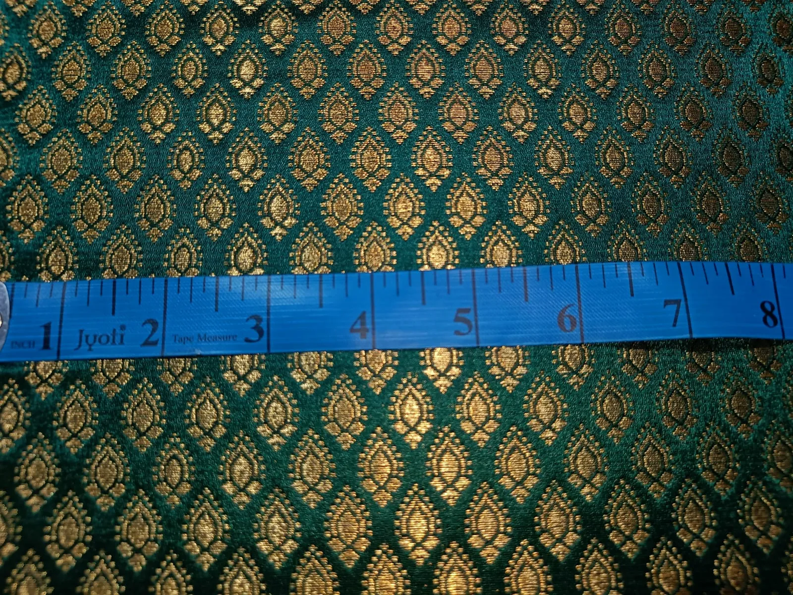 Brocade fabric LEAF MOTIF with  metallic GOLD 44" wide available in 3 colors BRO889A [peacock green/wine/blood red]