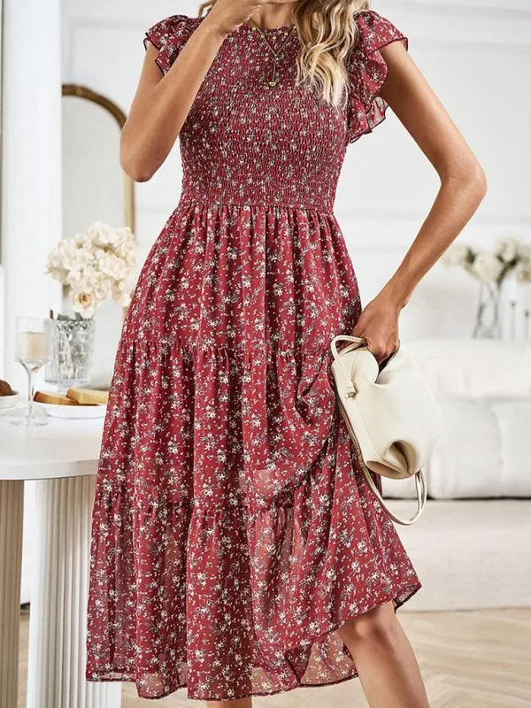 Chic Floral Serenity: A Timeless Women's Dress of Elegance