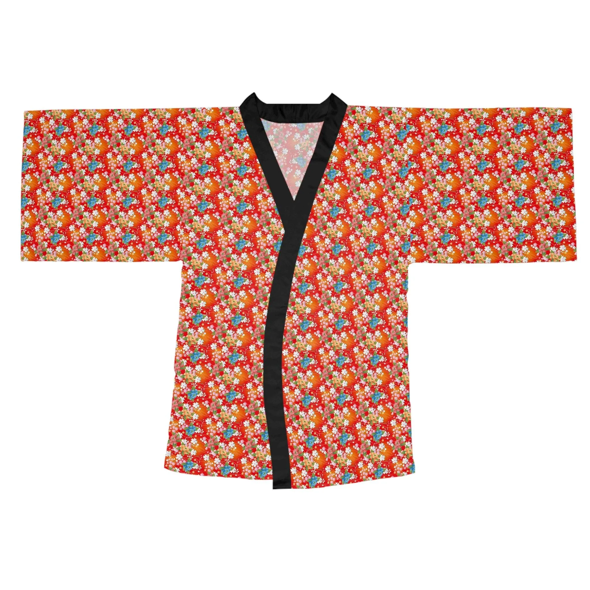 Chic Japanese Blossom Kimono with Elegant Bell Sleeves: A Stylish Statement Piece