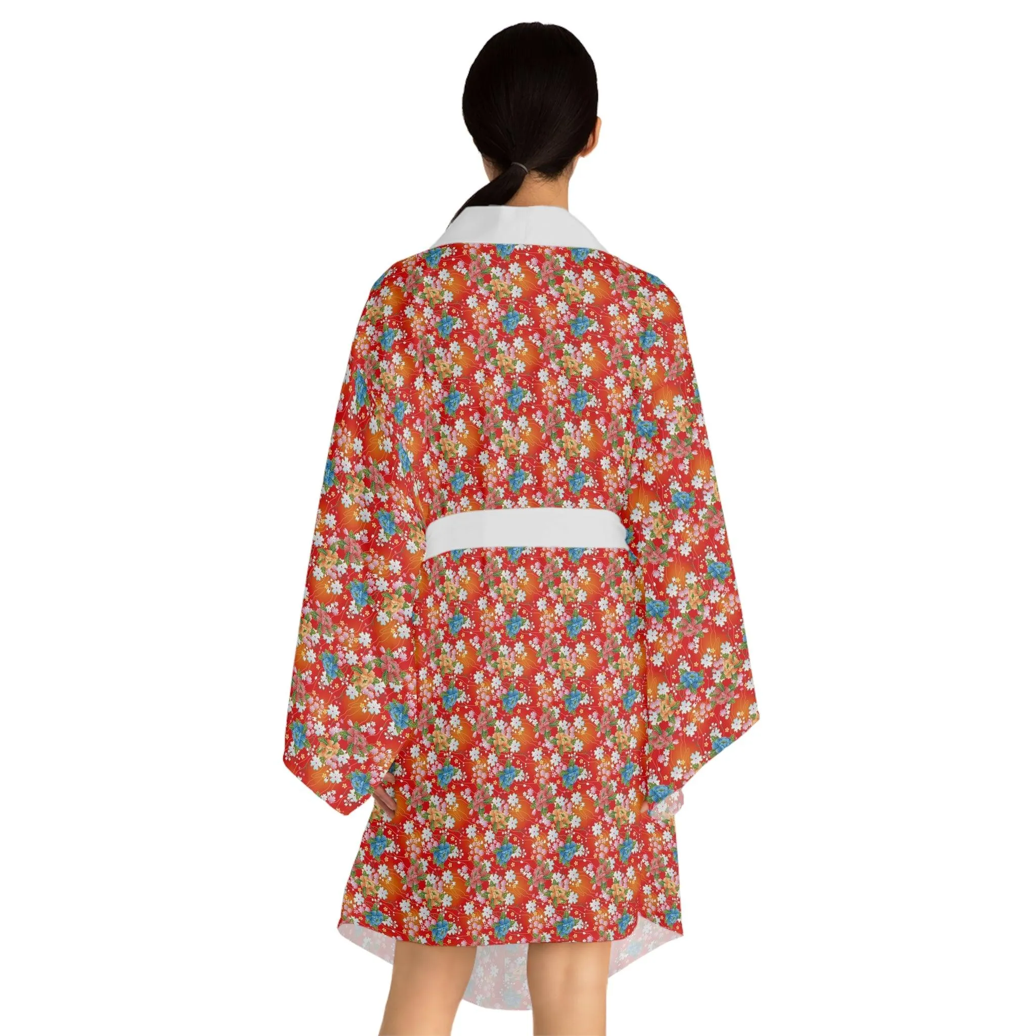 Chic Japanese Blossom Kimono with Elegant Bell Sleeves: A Stylish Statement Piece