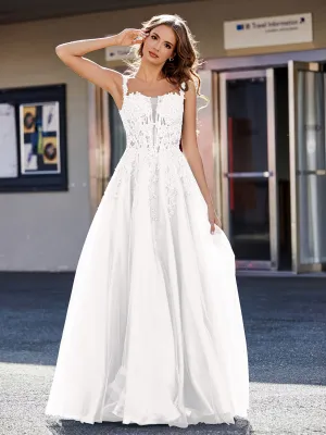 Corset Bodice A Line Tulle Gown Ivory