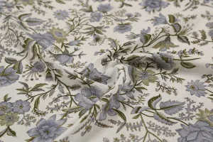 Cream 60 Gram Printed Silk Crepe Fabric