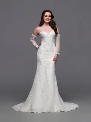 Davinci Bridal 50881 Size 14 Ivory/Nude Beaded Lace Wedding Dress long sleeve Corset Bridal Gown Train Mermaid