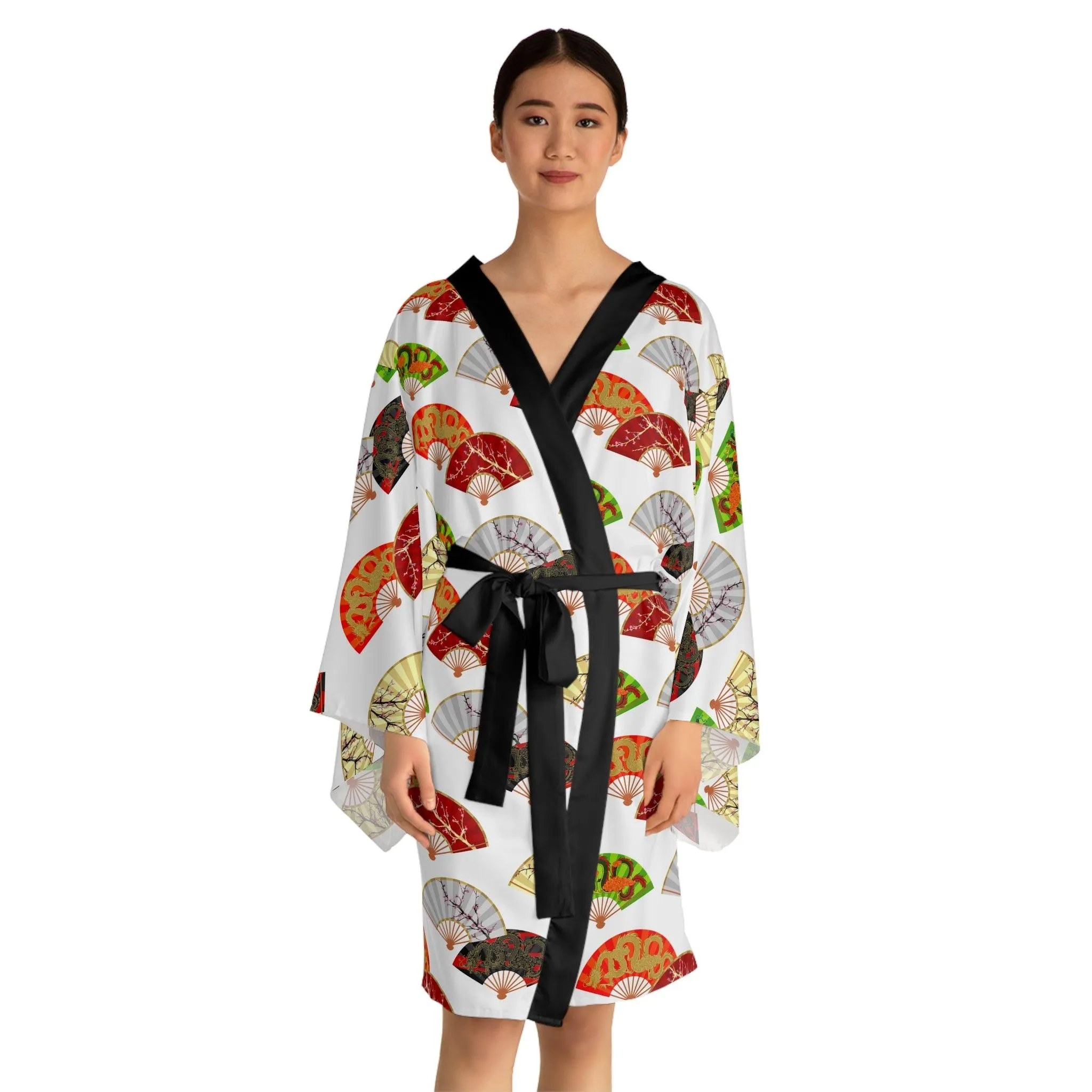 Elegant Bell Sleeve Kimono Robe - Kireiina Collection