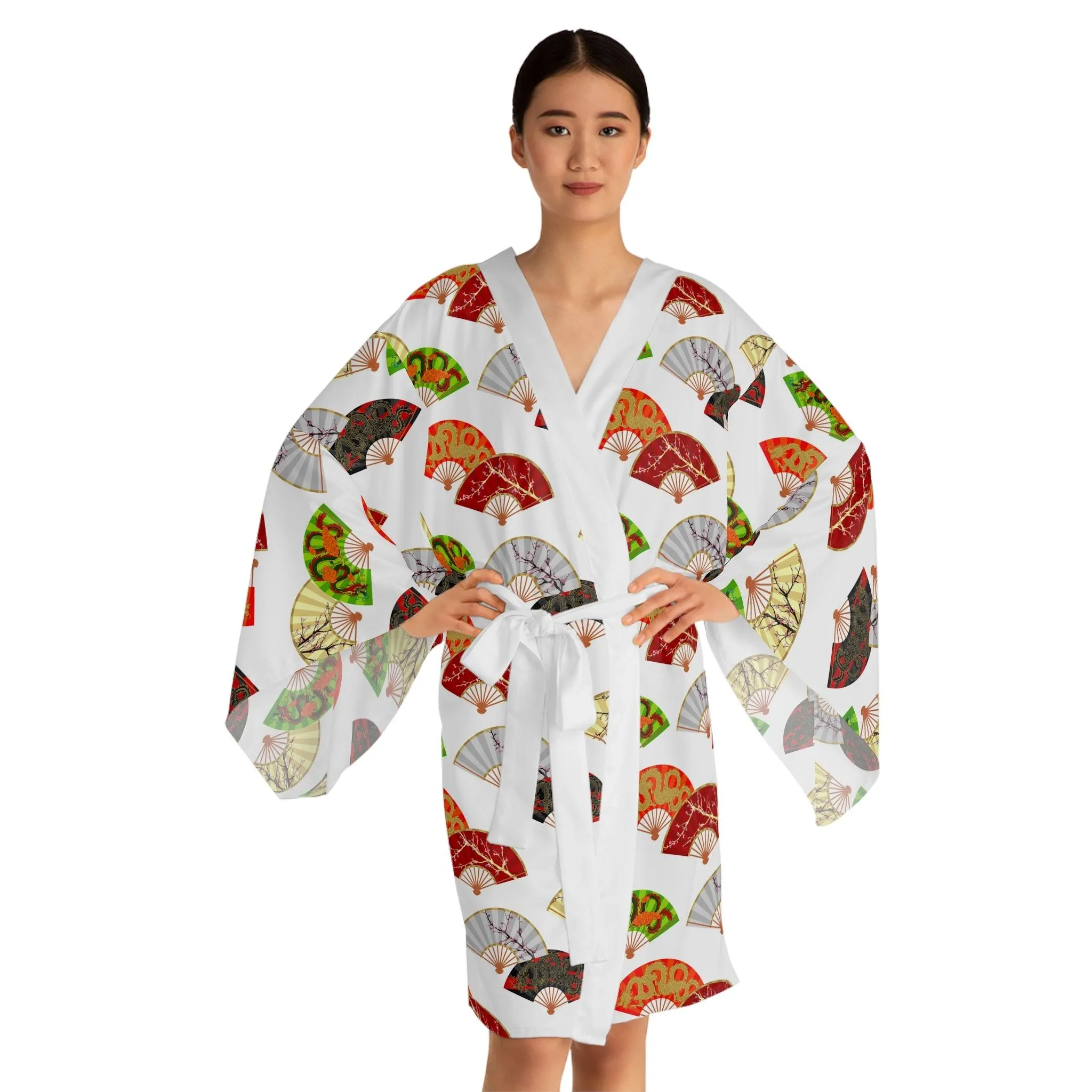 Elegant Bell Sleeve Kimono Robe - Kireiina Collection