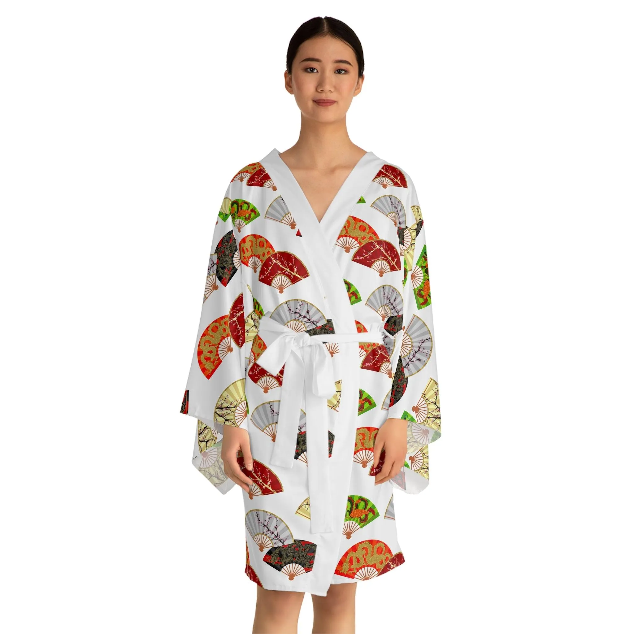 Elegant Bell Sleeve Kimono Robe - Kireiina Collection