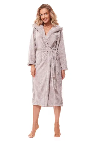 Elegant Glitter-Embellished Hooded Bathrobe with Functional Pockets