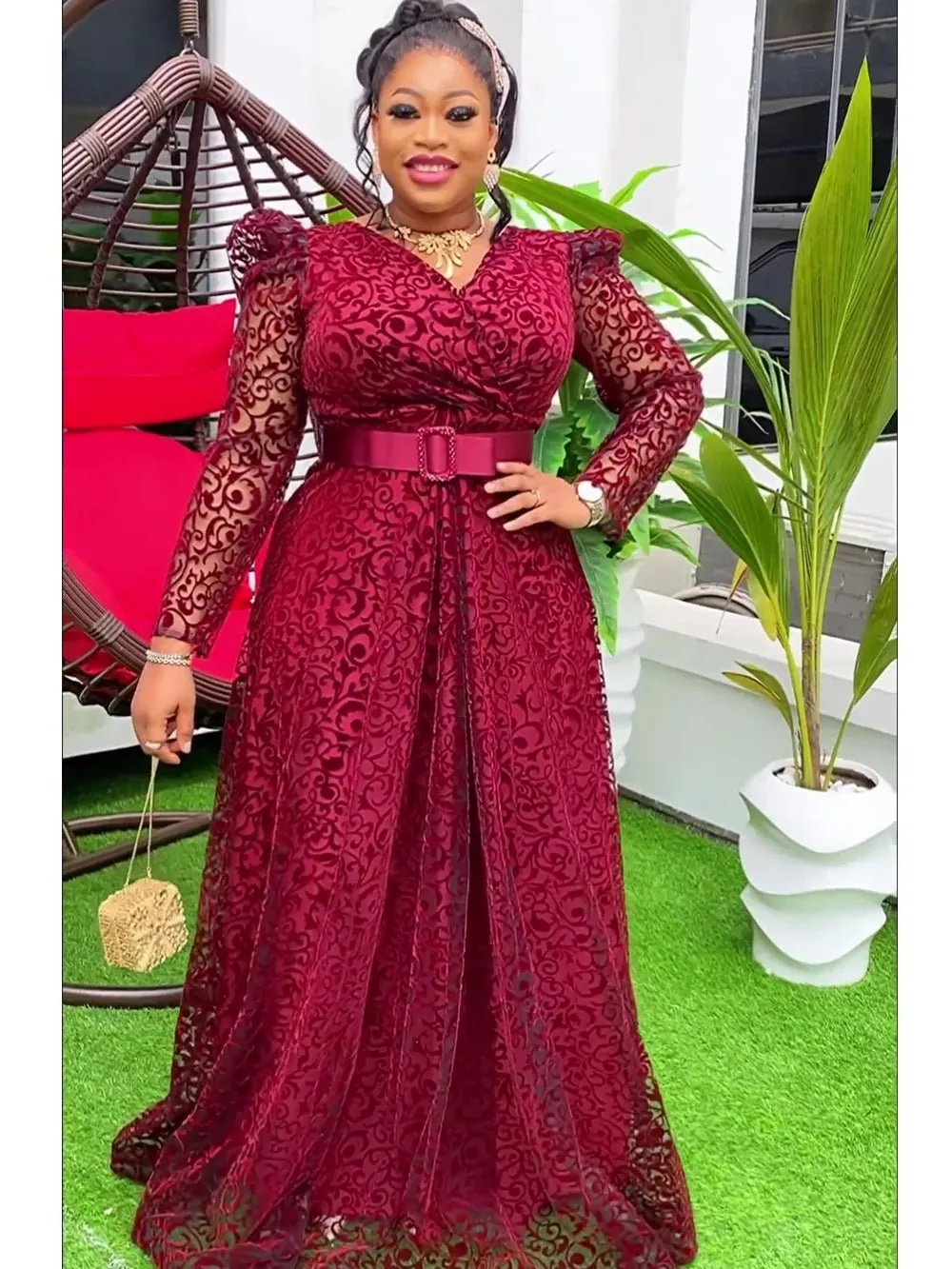 Elegant Maxi Dashiki Lace Wedding Gowns: Plus Size African Party Dresses for Women's Fashion