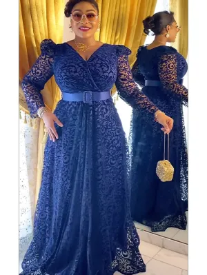 Elegant Maxi Dashiki Lace Wedding Gowns: Plus Size African Party Dresses for Women's Fashion