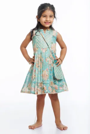 Floral Whimsy: Girls Designer Cotton Frock with Pastel Panache