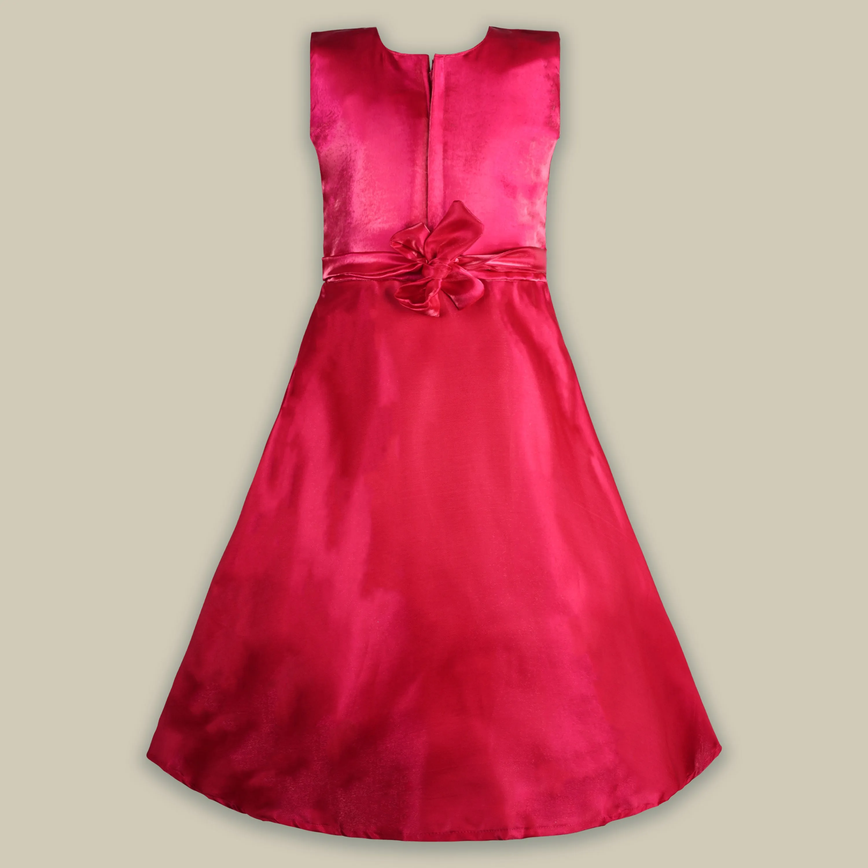 Girls Solid Fit and Flare Long Frock Dress