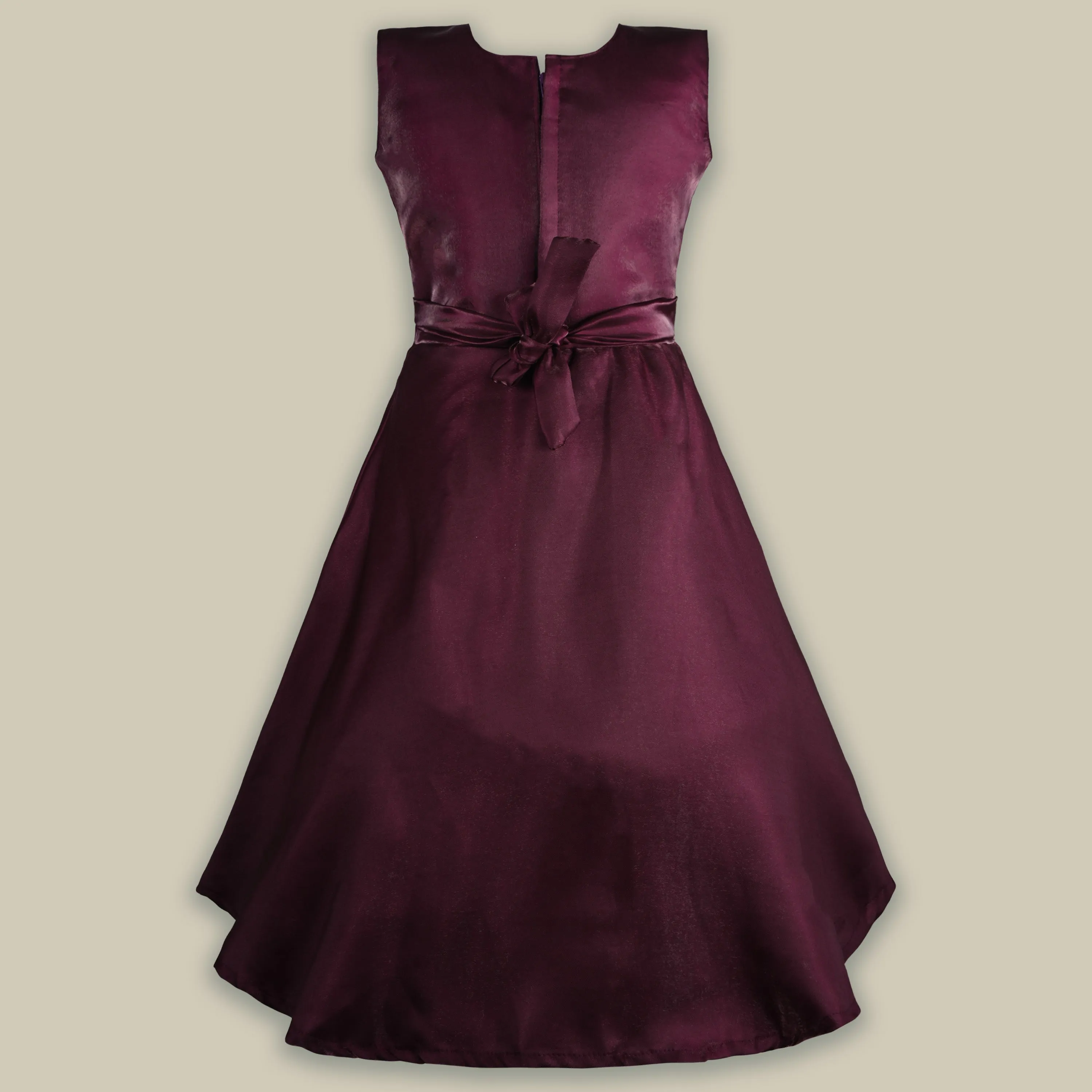 Girls Solid Fit and Flare Long Frock Dress