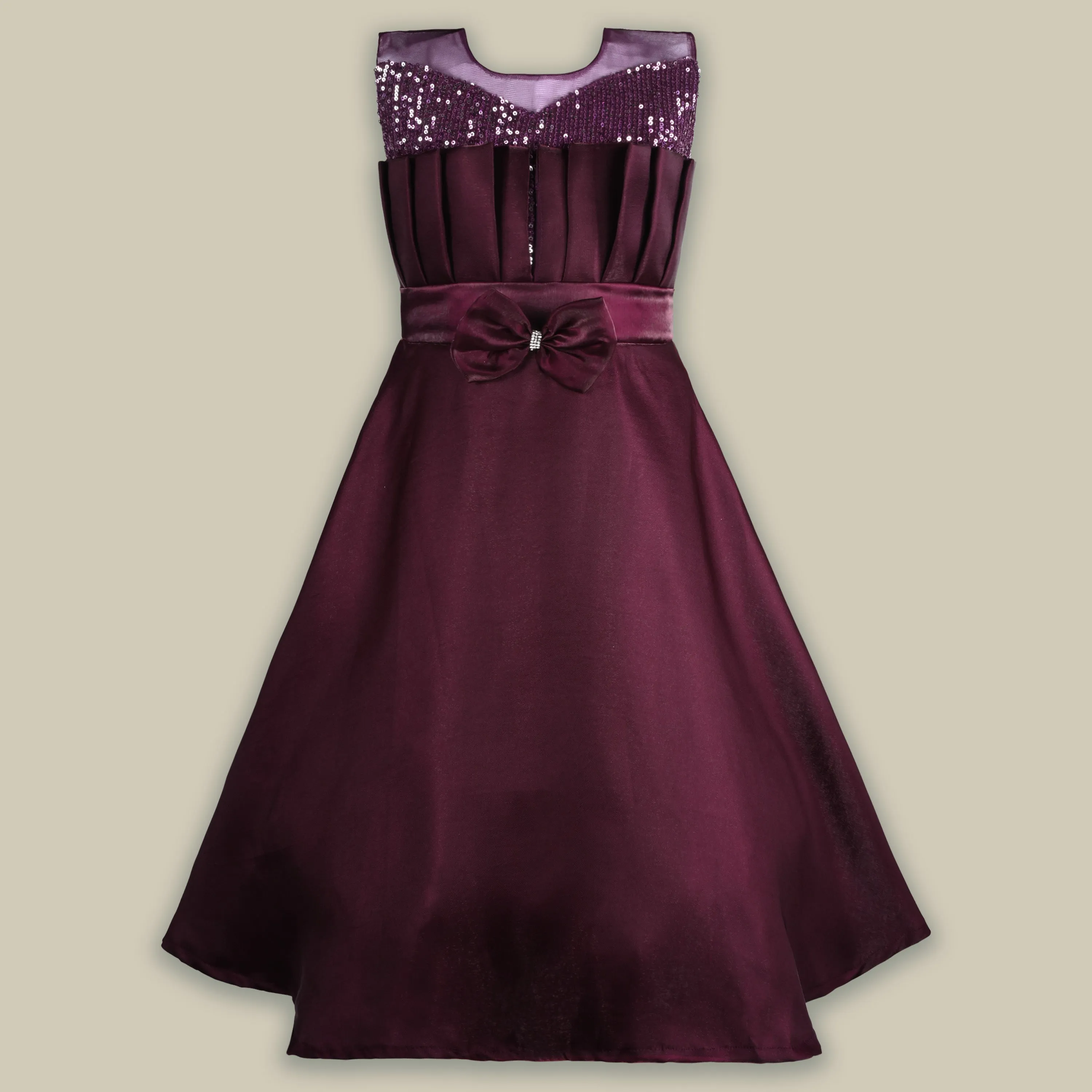 Girls Solid Fit and Flare Long Frock Dress