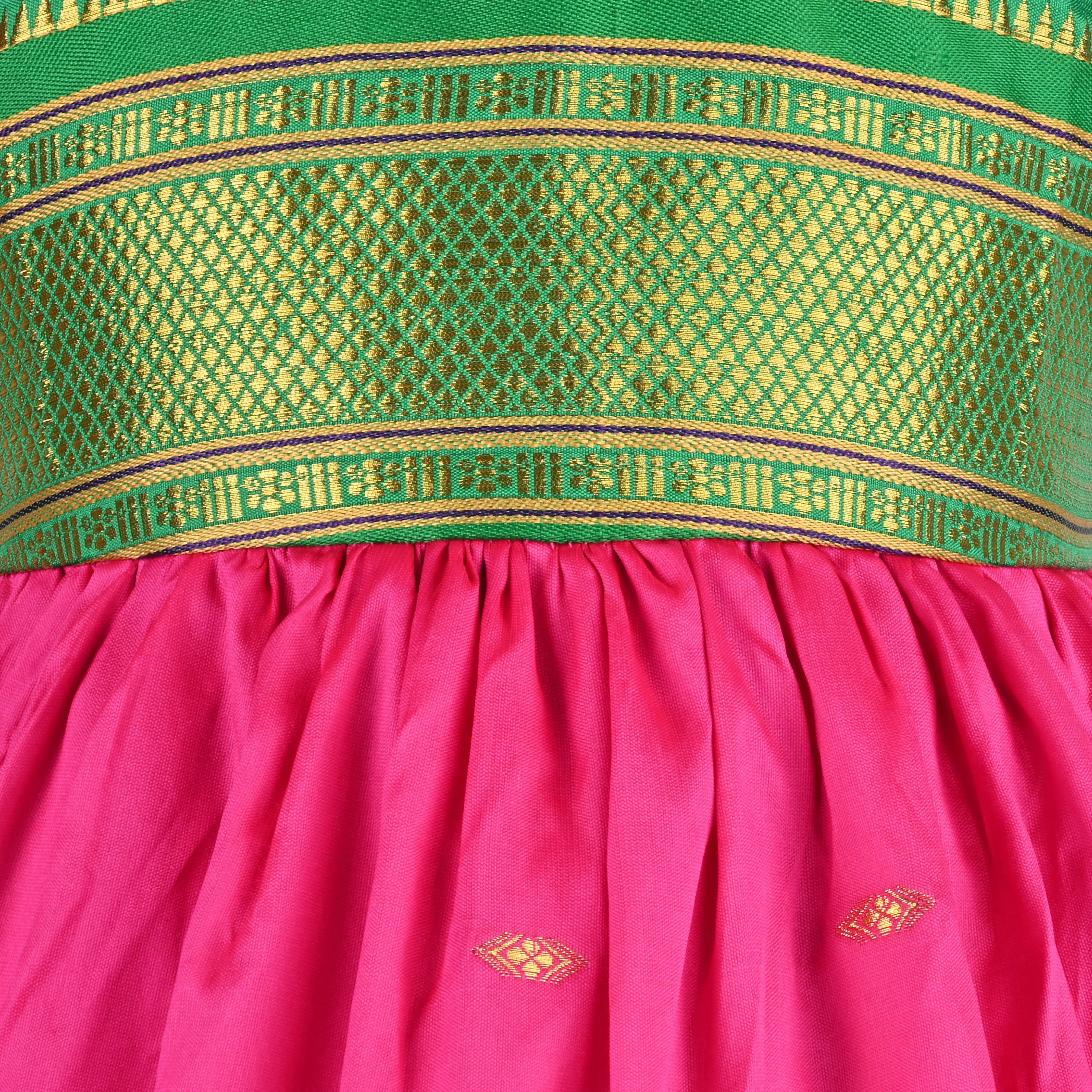 Girls Woven A-Line Puff Sleeve Frock Dress