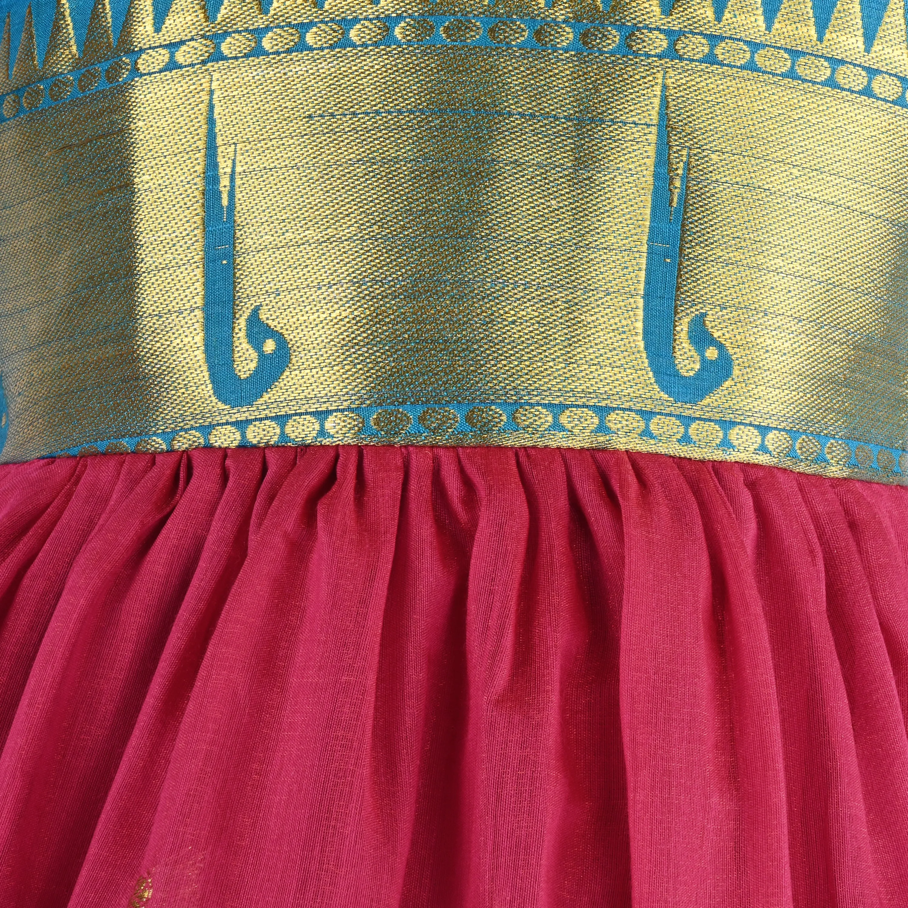 Girls Woven A-Line Puff Sleeve Frock Dress