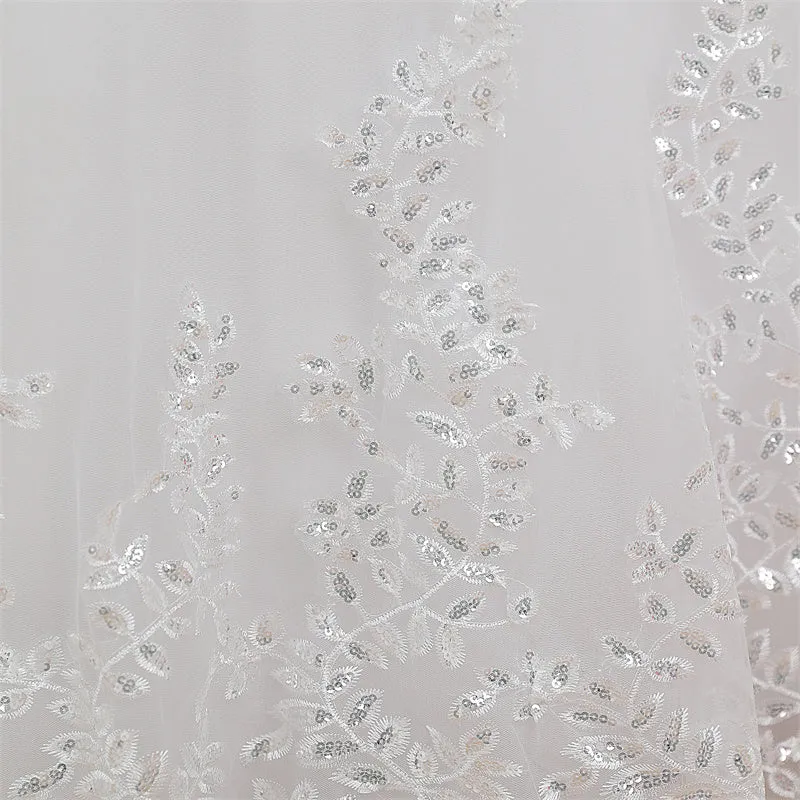 GownLink Off Shoulder White Wedding Train Gowns for the High-End Christian Bride GLGB501T