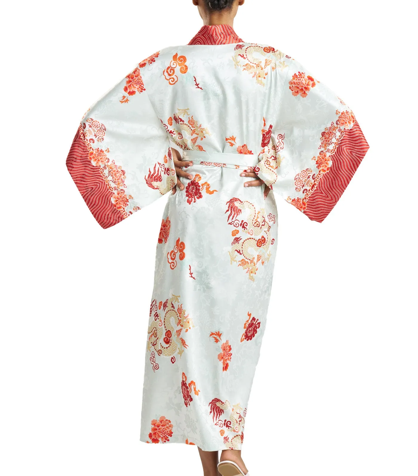 Imperial Dragon Jacquard Robe Light Aqua
