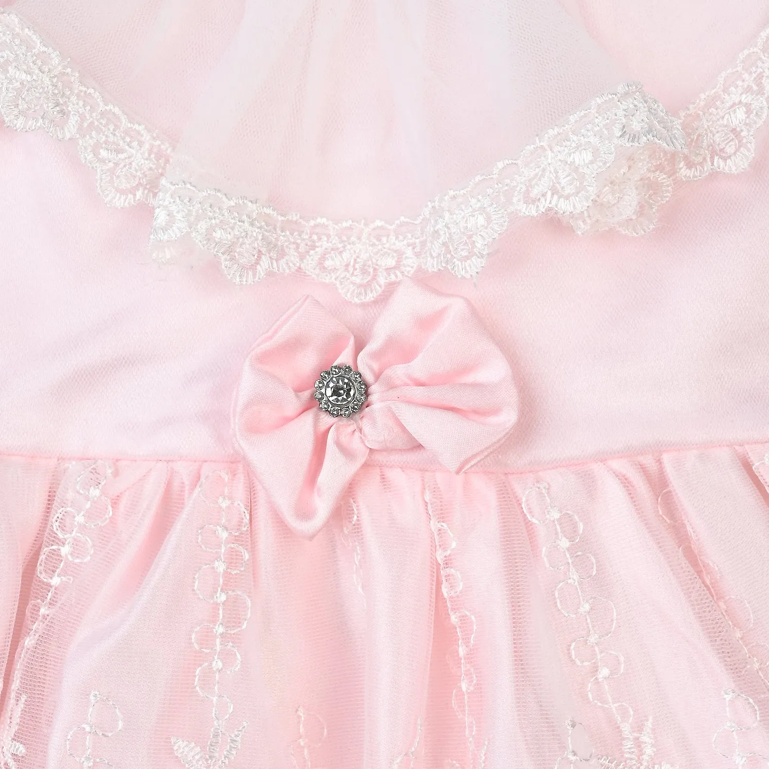 Infant Girl Poly Satin Fancy Frock Elegant-Lt Pink