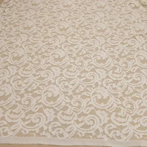 Ivory Floral Embroidered Corded Double Scalloped Lace