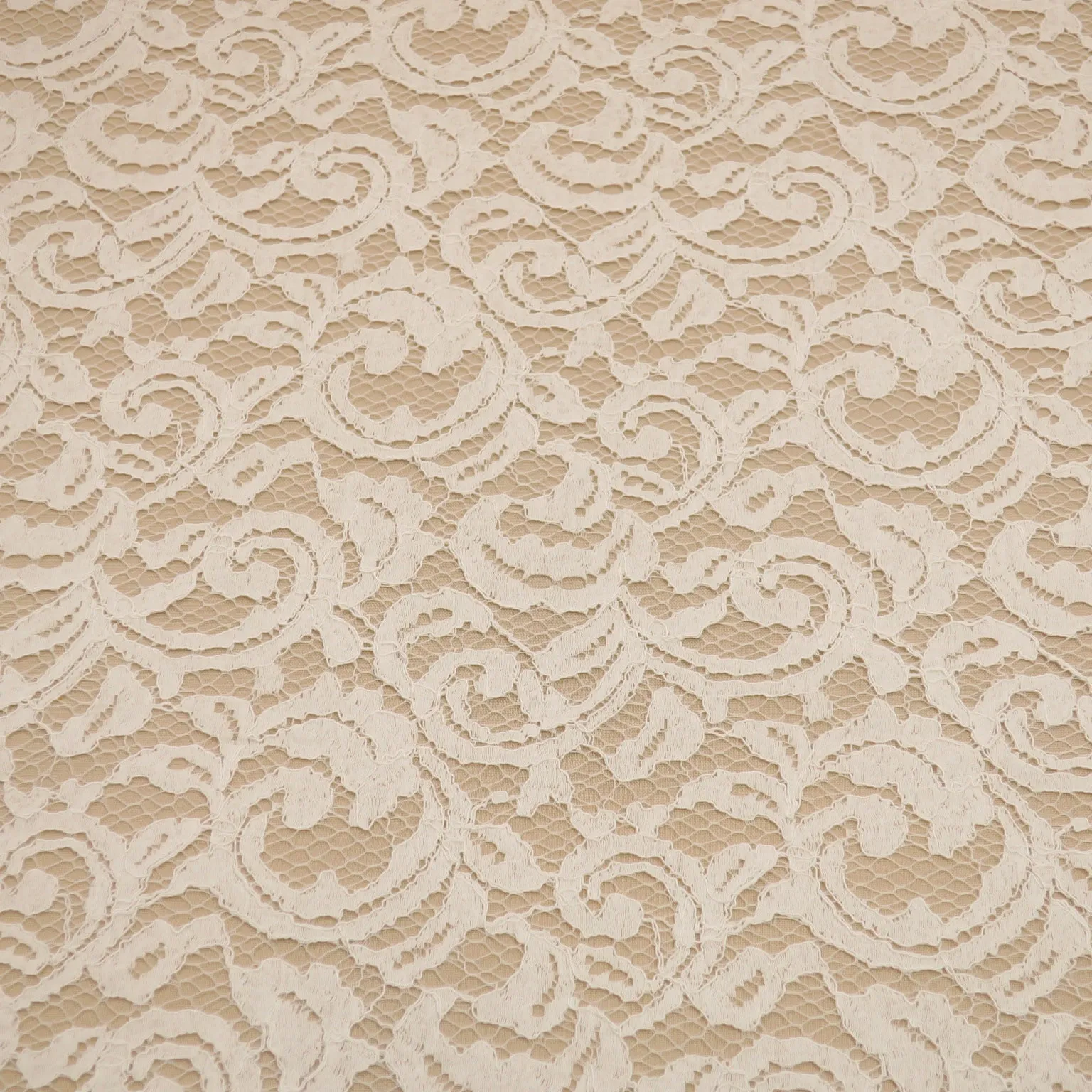 Ivory Floral Embroidered Corded Double Scalloped Lace