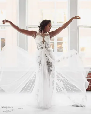 Lace illusion Bodice Wedding Dress (#Mabelle)