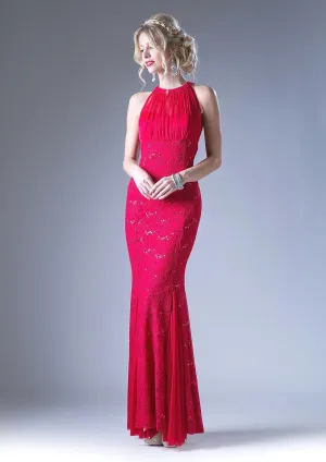 Long High Neck Lace Dress by Cinderella Divine A1613