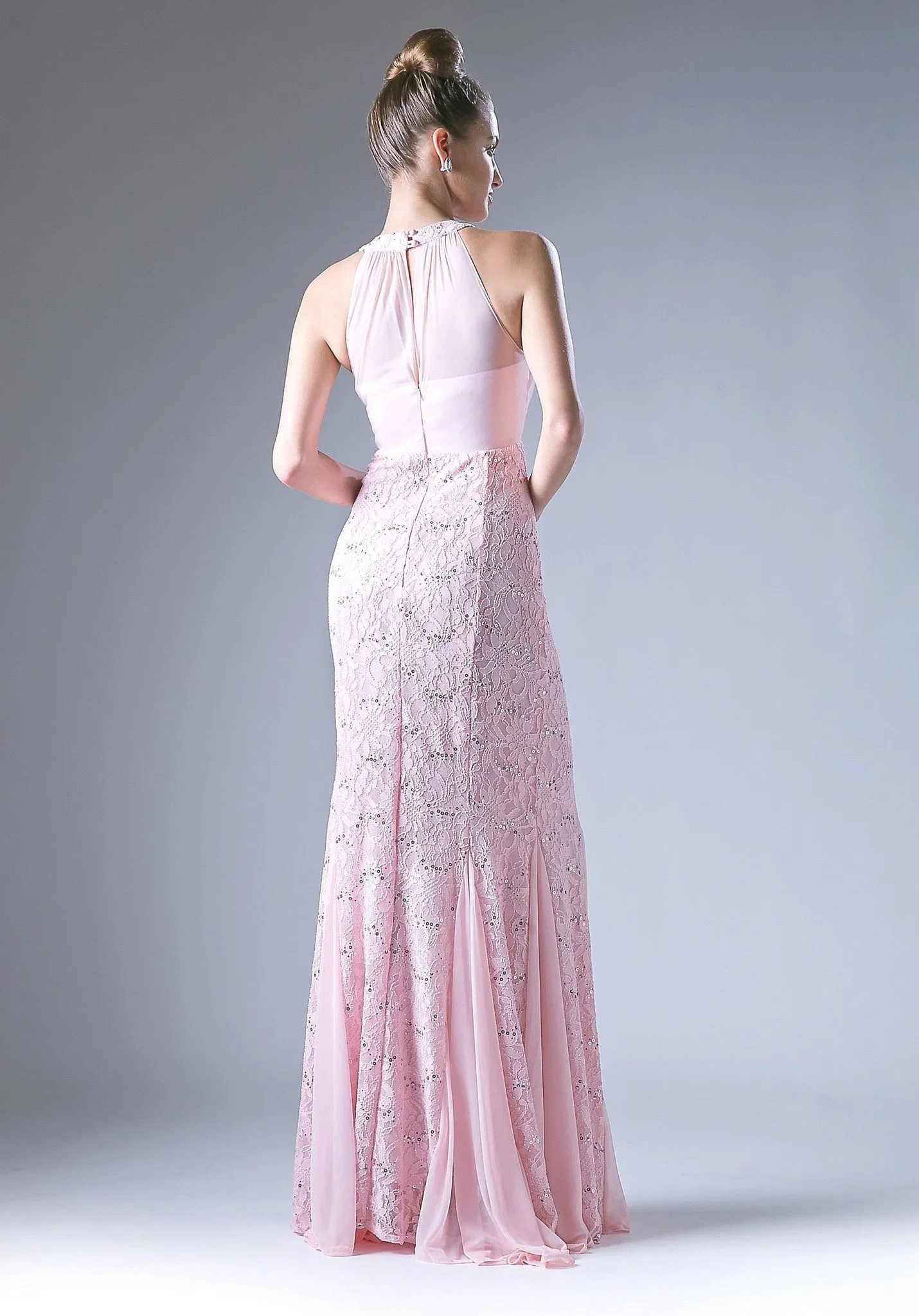 Long High Neck Lace Dress by Cinderella Divine A1613