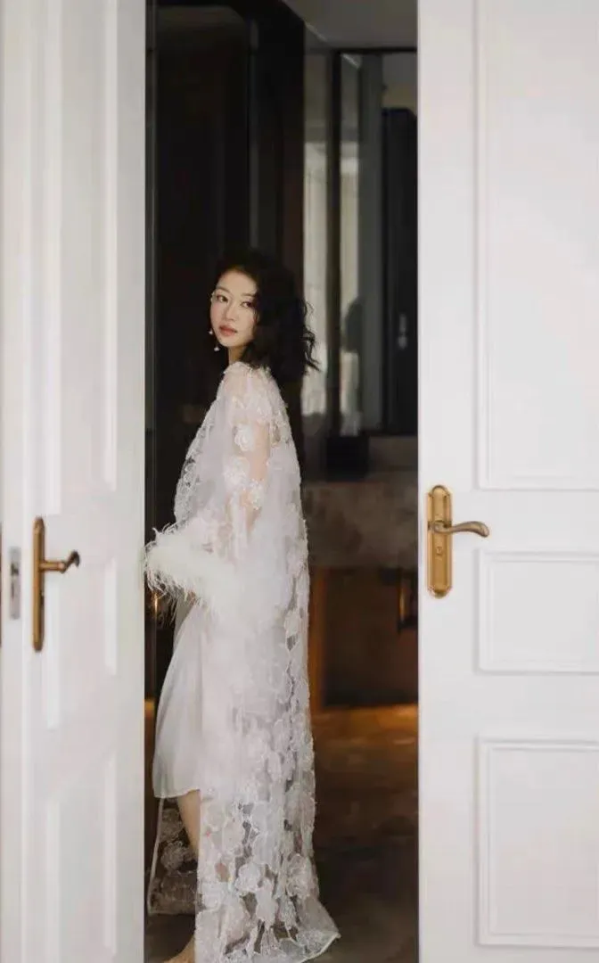 Luxury SIMONE Lace Bridal Robe