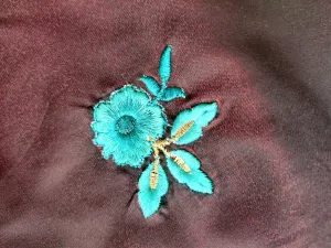 Maroon Floral Embroidered Soft Taffeta Silk Fabric