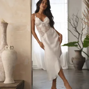 MARRY ME Long Chemise Gown in Ivory