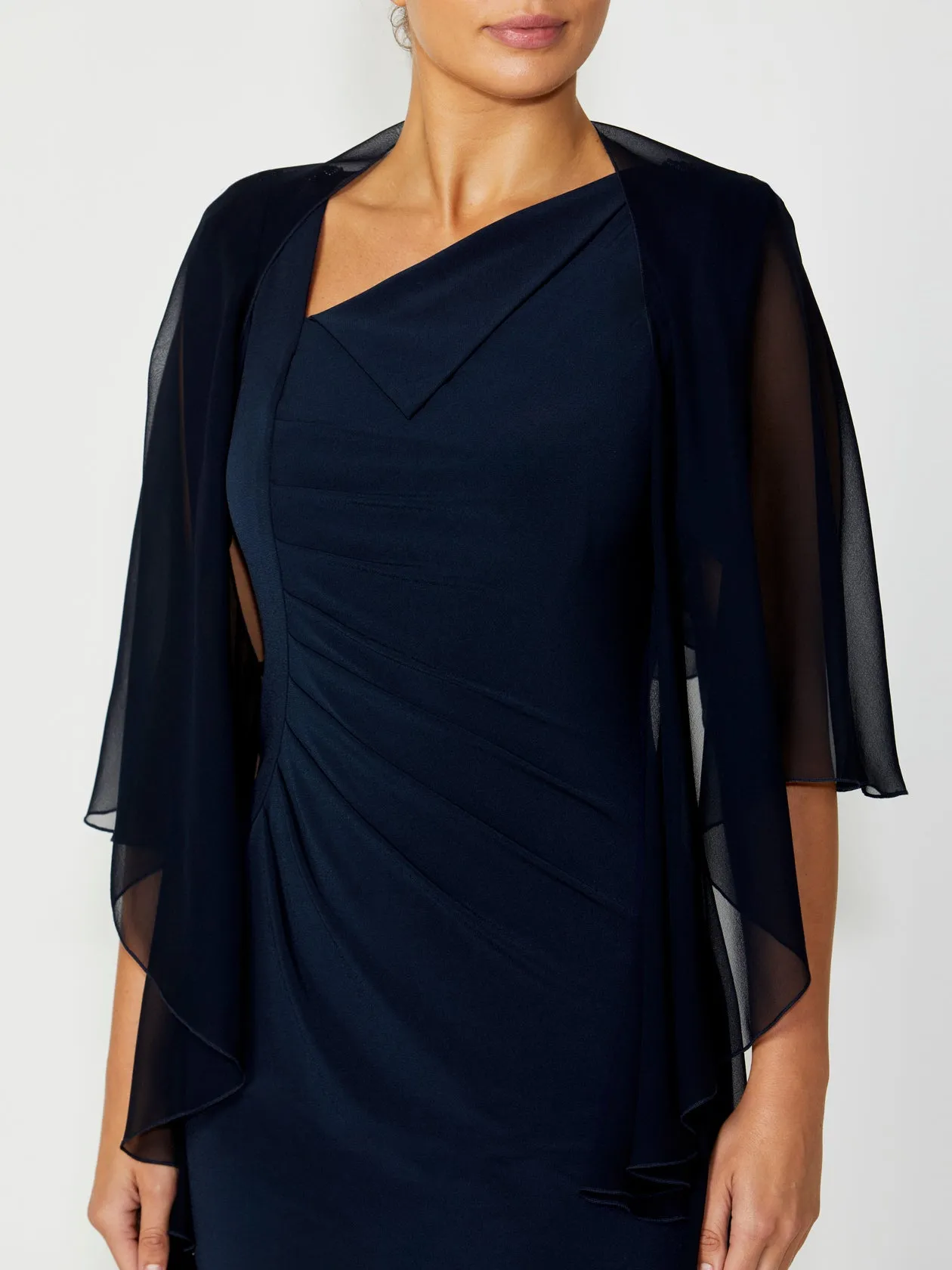 Navy Silk Shrug