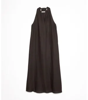 Pauline Linen Midi Dress Dark Brown