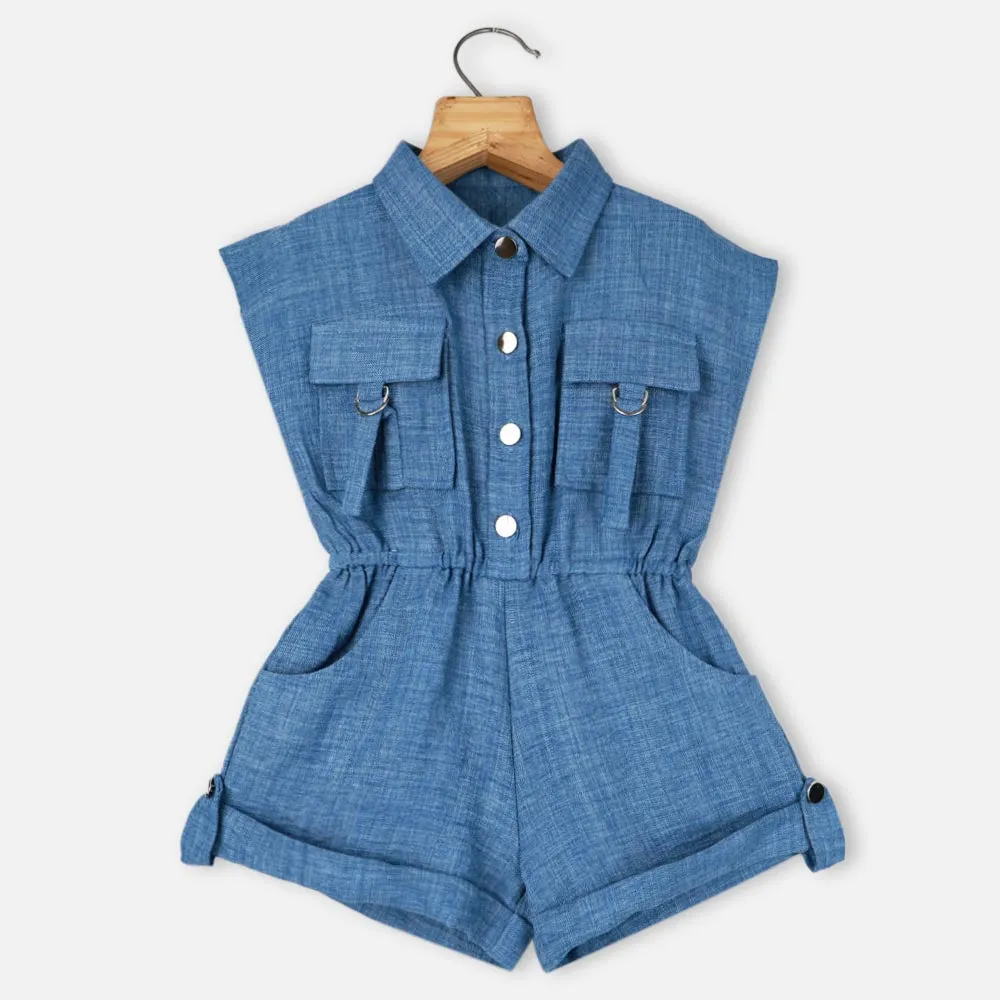 Pink & Blue Elasticated Waist Jumpsuit