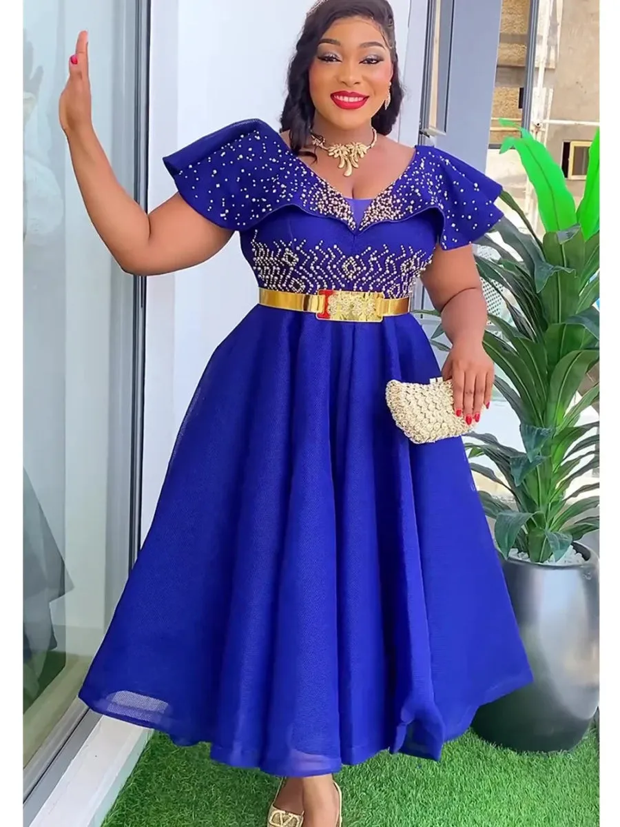 Plus Size African Wedding Party Dress – Elegant Dashiki Evening Gown