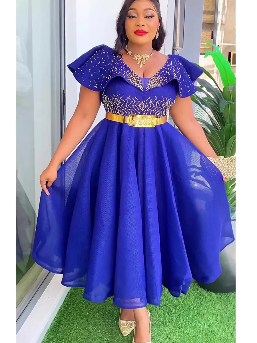 Plus Size African Wedding Party Dress – Elegant Dashiki Evening Gown