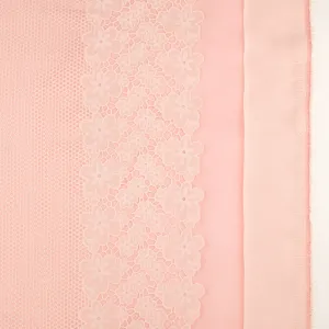 Printed Burnout Organza with Border - JACQUELINE - Baby Pink