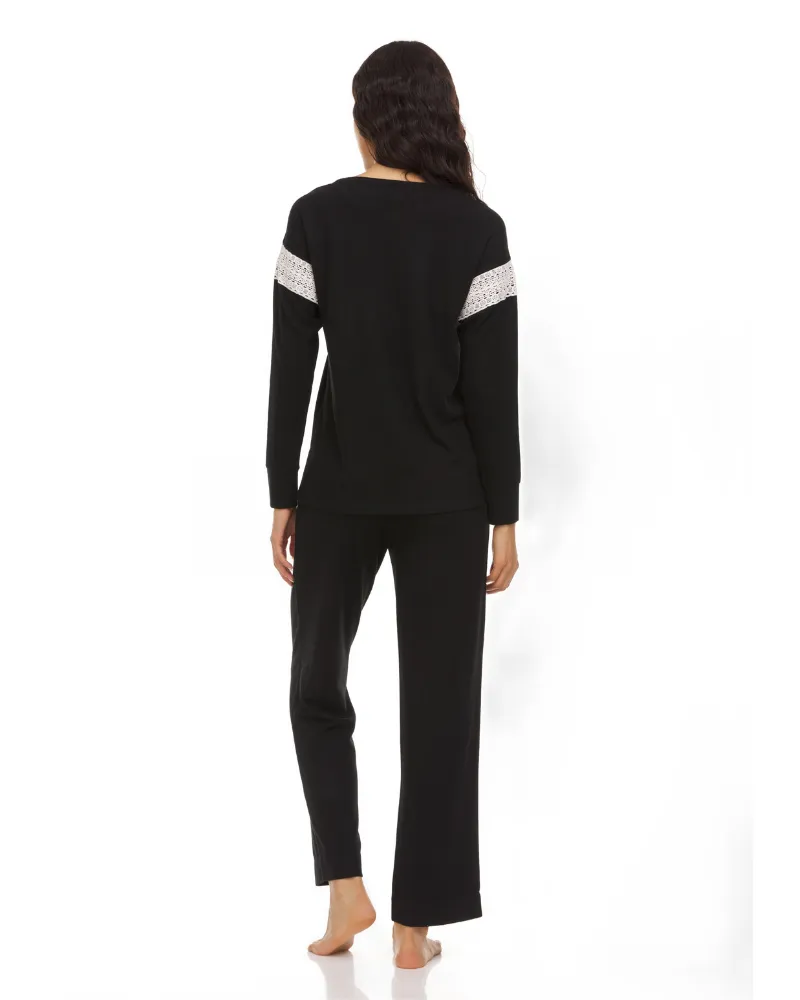 Q81250 Black Alexandra Hacci Knit PJ's Set