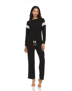 Q81250 Black Alexandra Hacci Knit PJ's Set