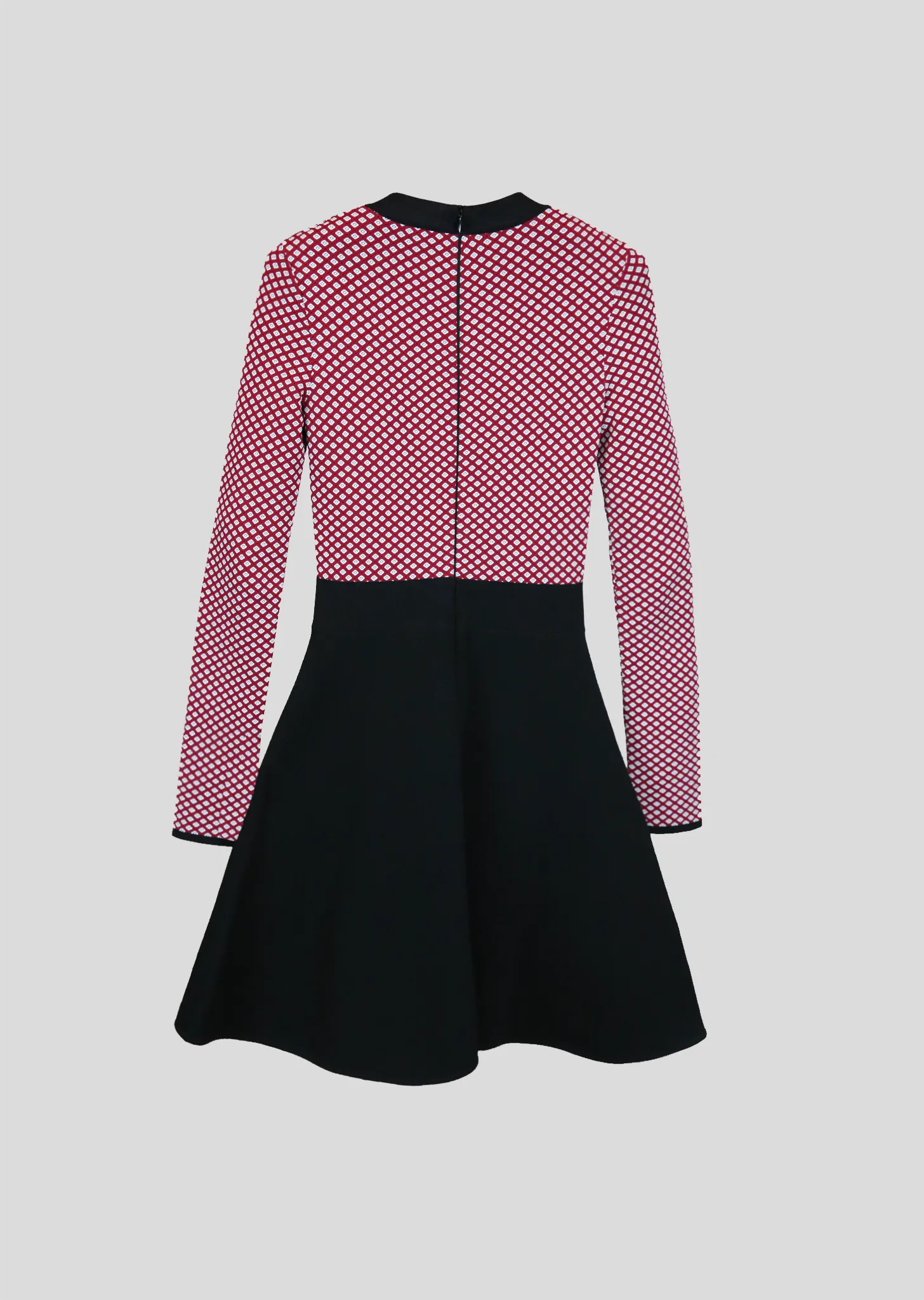 Raina – Diamond Pattern Long Sleeve Fit and Flare Dress