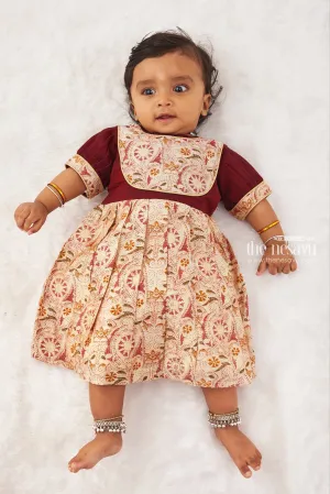 Regal Paisley Print Toddler Dress - Maroon Elegance